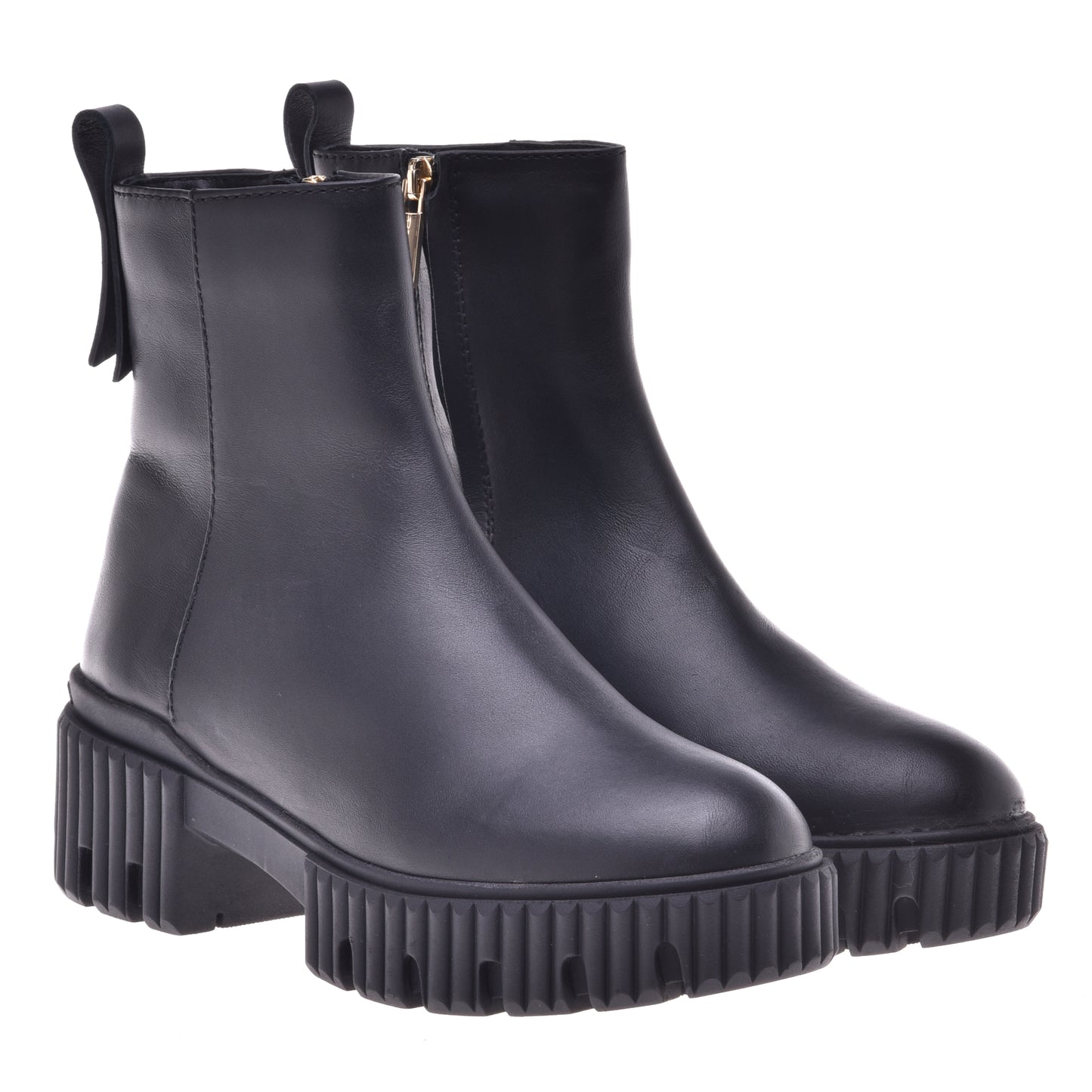 Black calfskin ankle boots