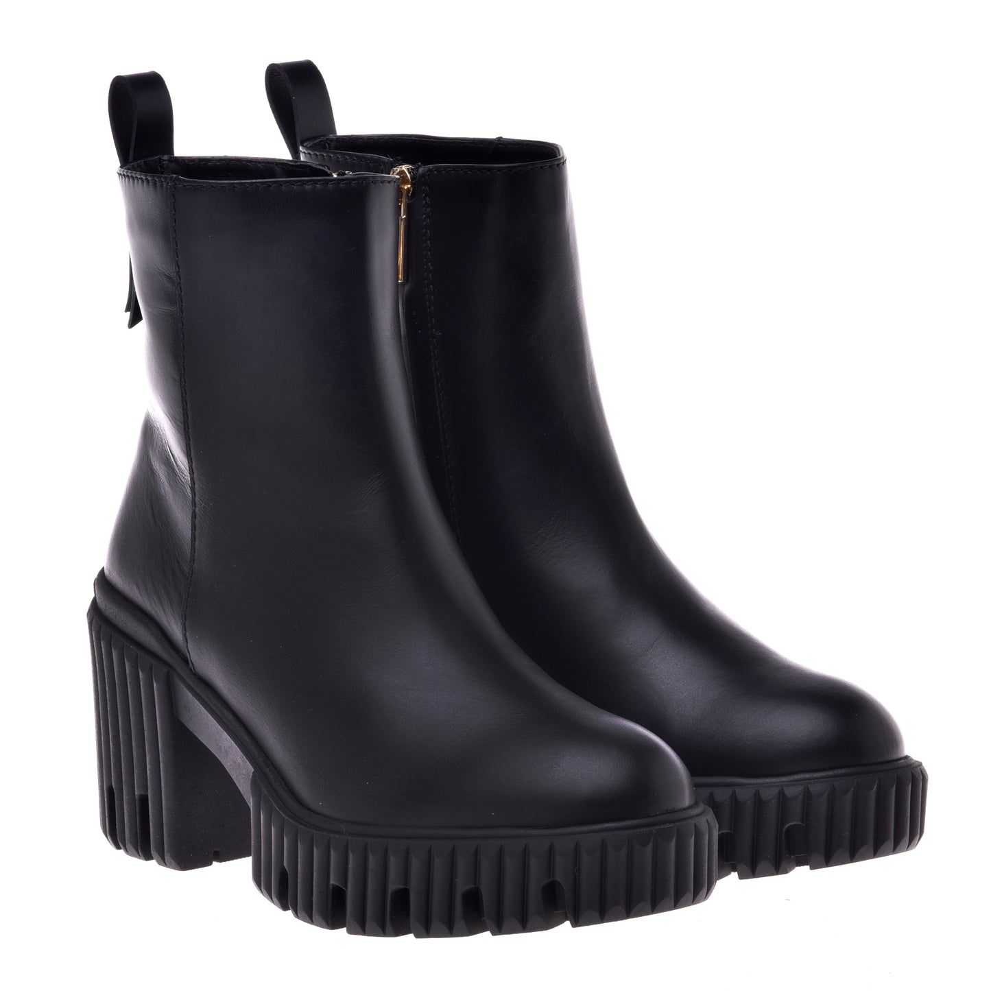 Black calfskin ankle boots