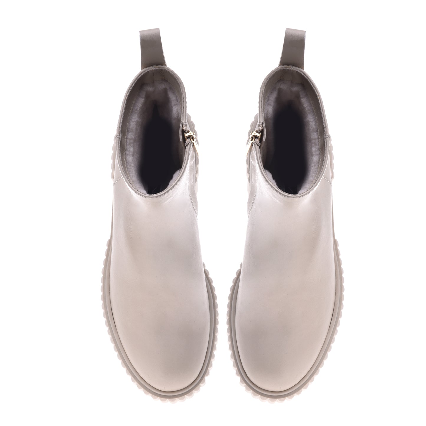 Beige calfskin ankle boots