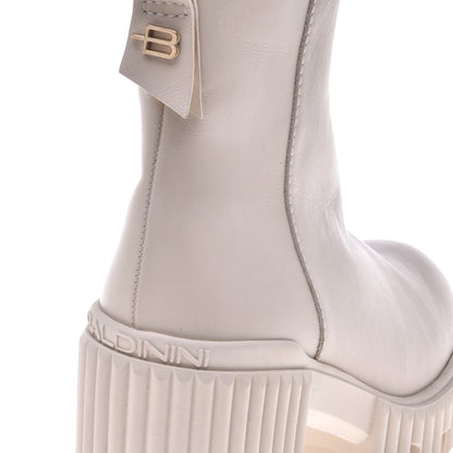 Beige calfskin ankle boots