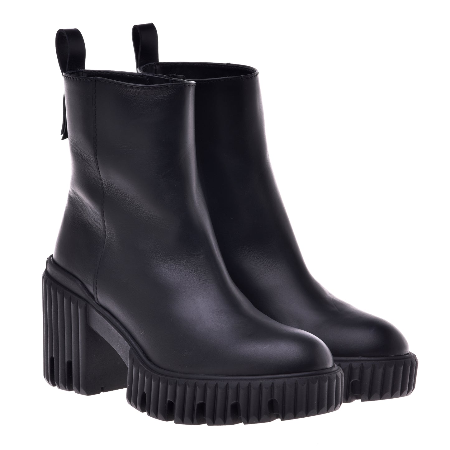 Black calfskin ankle boots