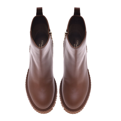 Brown calfskin ankle boots