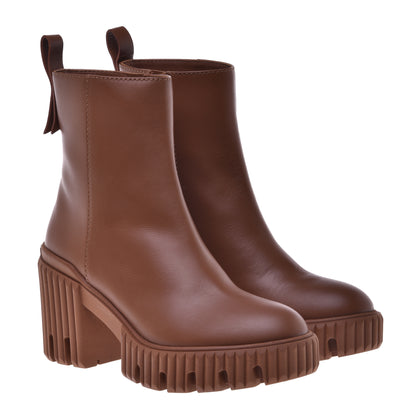 Brown calfskin ankle boots