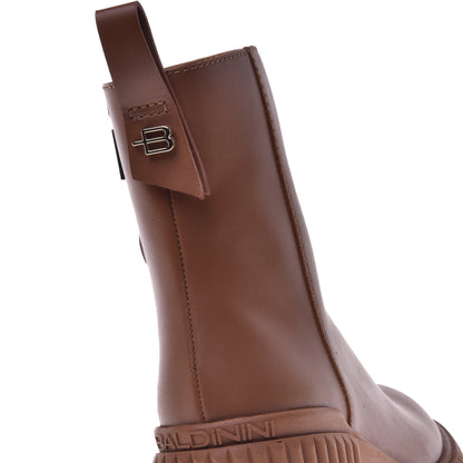 Brown calfskin ankle boots