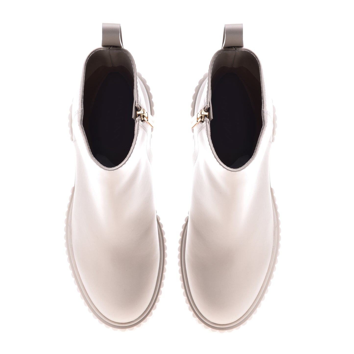 Beige calfskin ankle boots