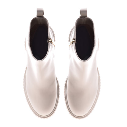 Beige calfskin ankle boots