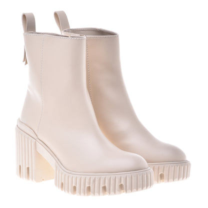 Beige calfskin ankle boots