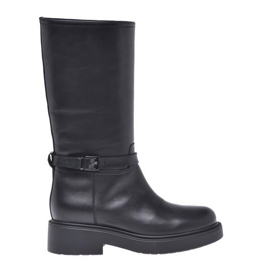 Botte en cuir de veau noir