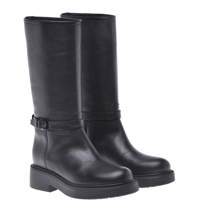 Botte en cuir de veau noir