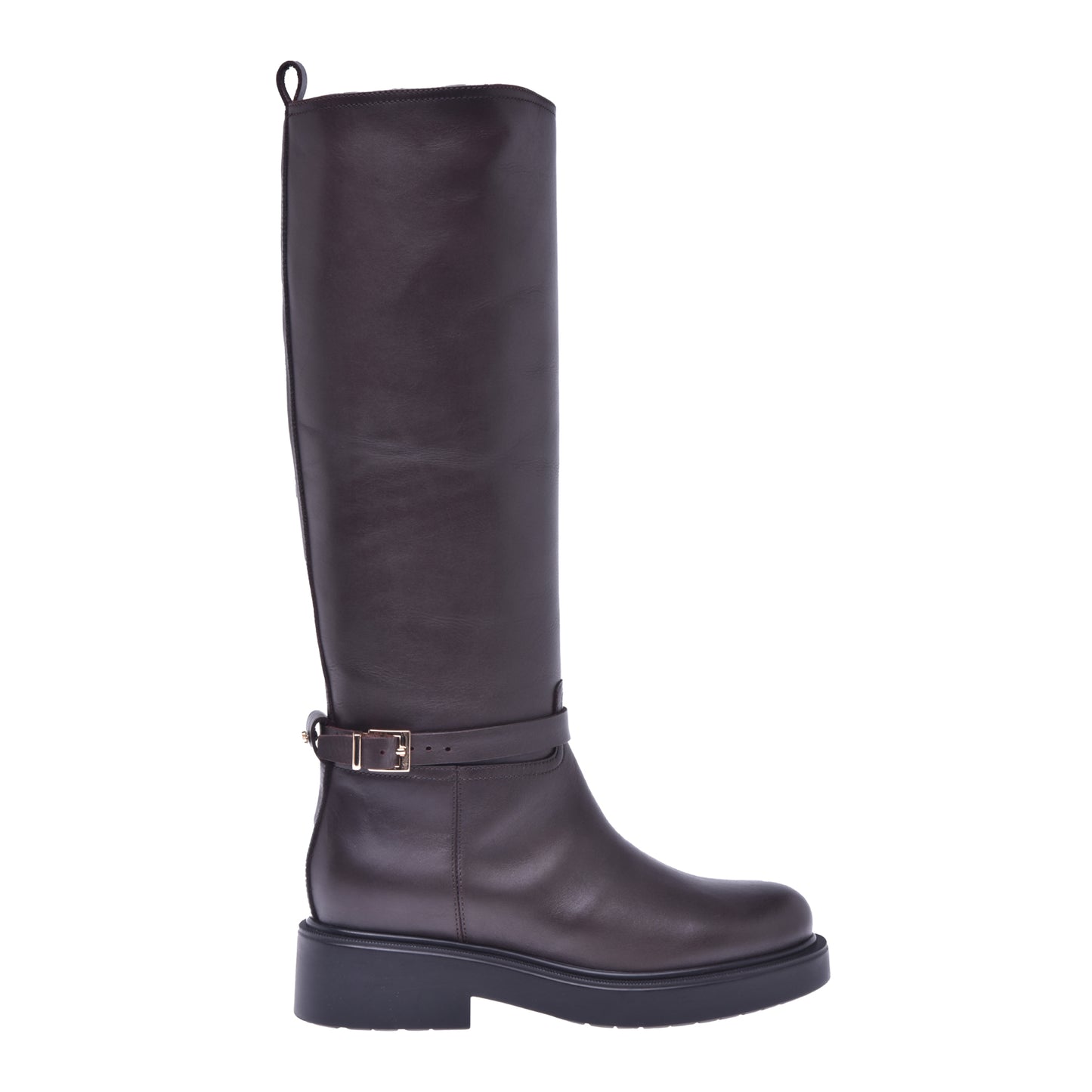 Botte en cuir de veau brun foncé