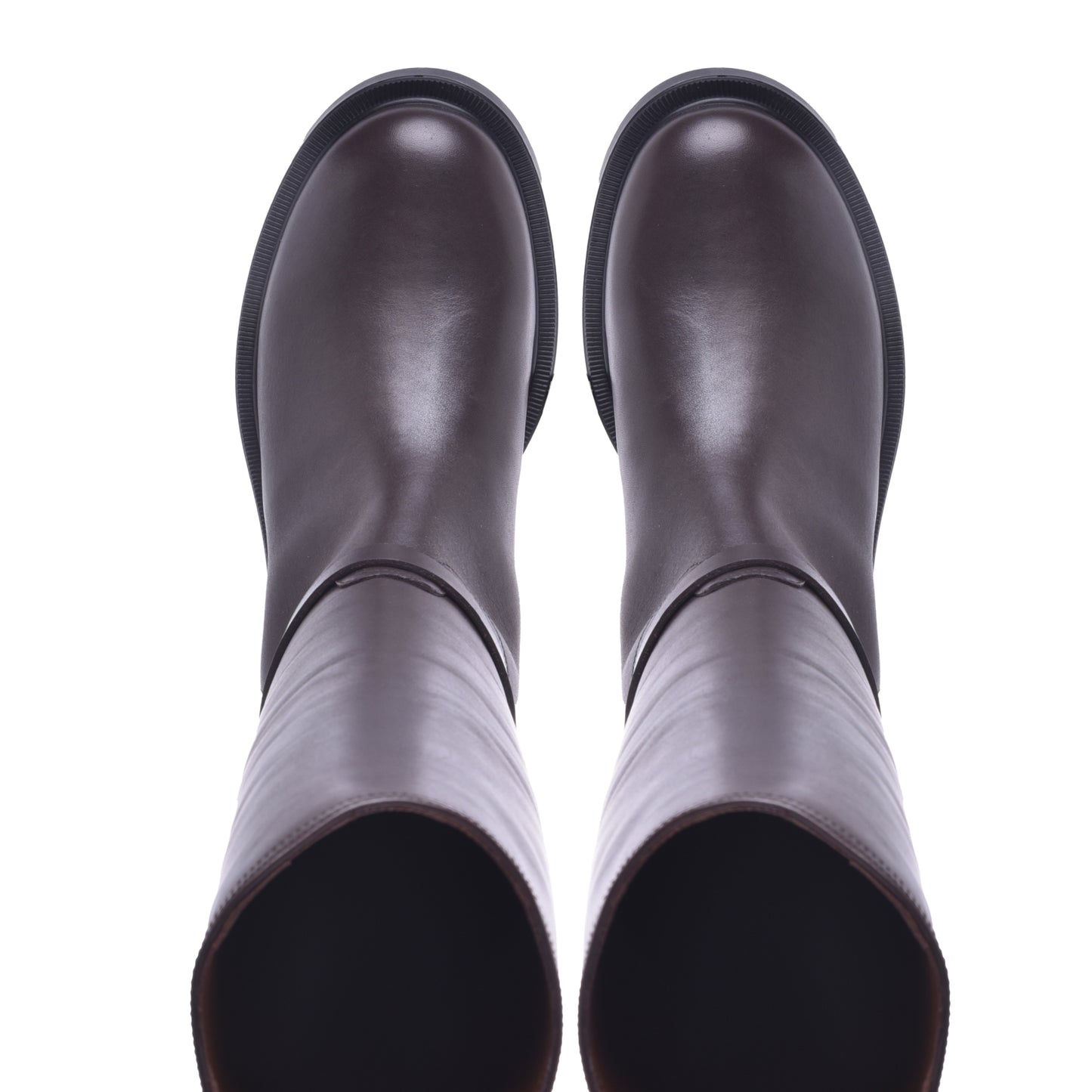 Botte en cuir de veau brun foncé