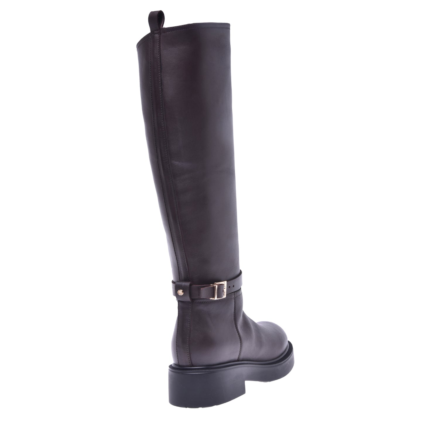 Botte en cuir de veau brun foncé