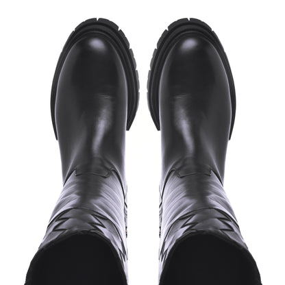 Botte en cuir de veau noir
