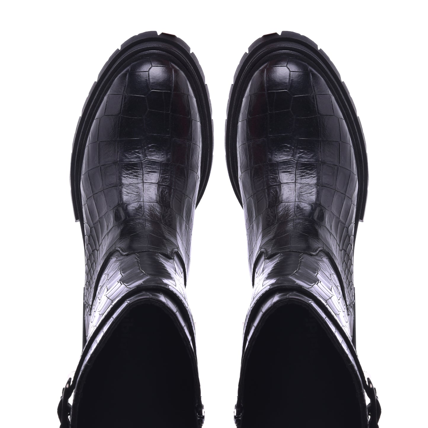Botte en croco imprimé noir