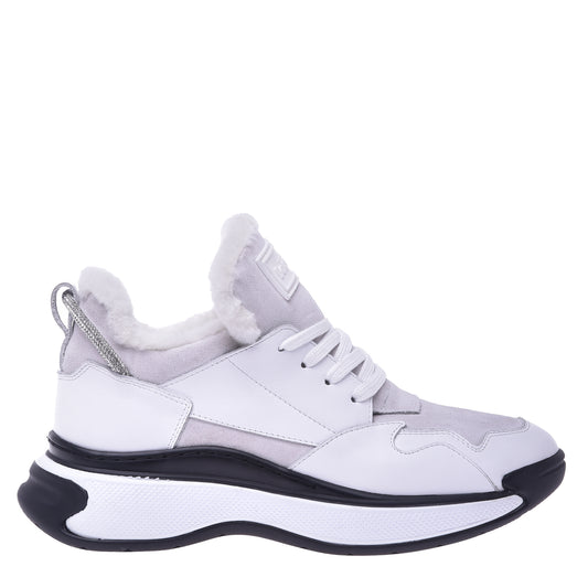 Baskets en nappa et daim blanc