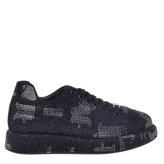 Baskets en suède et strass argenté