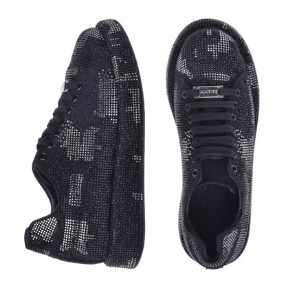 Baskets en suède et strass argenté