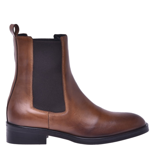 Brushed calfskin leather ankle boot