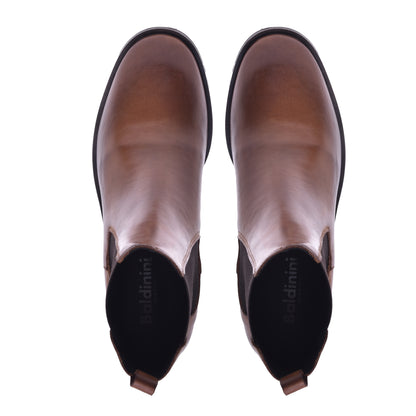 Brushed calfskin leather ankle boot