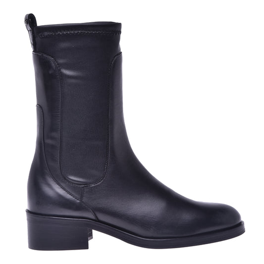 Black stretch nappa ankle boot