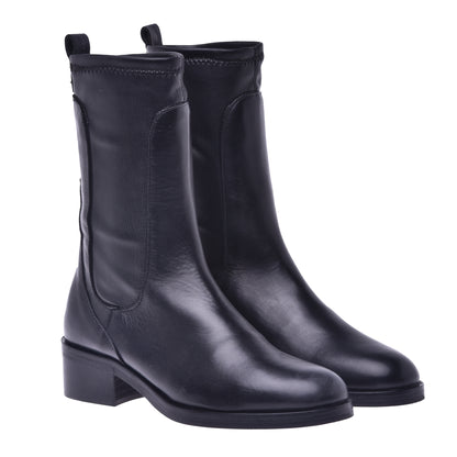 Black stretch nappa ankle boot