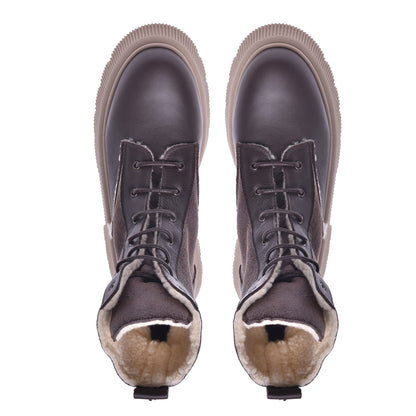 Amphibies en cuir de veau brun foncé