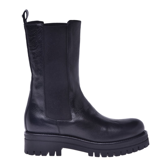 Black leather ankle boot