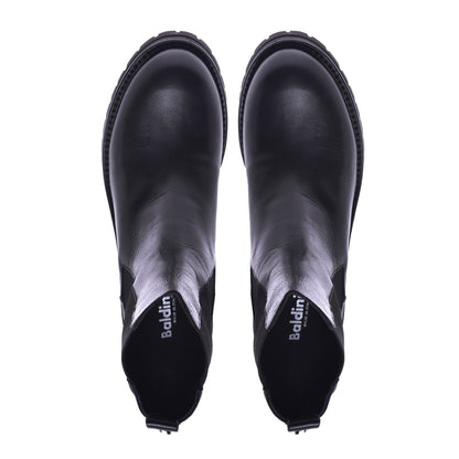Black leather ankle boot