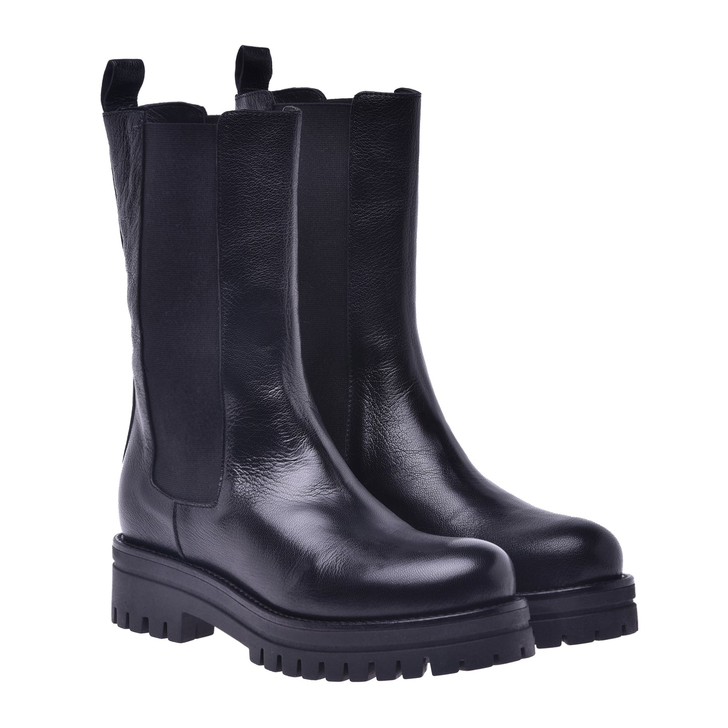 Black leather ankle boot