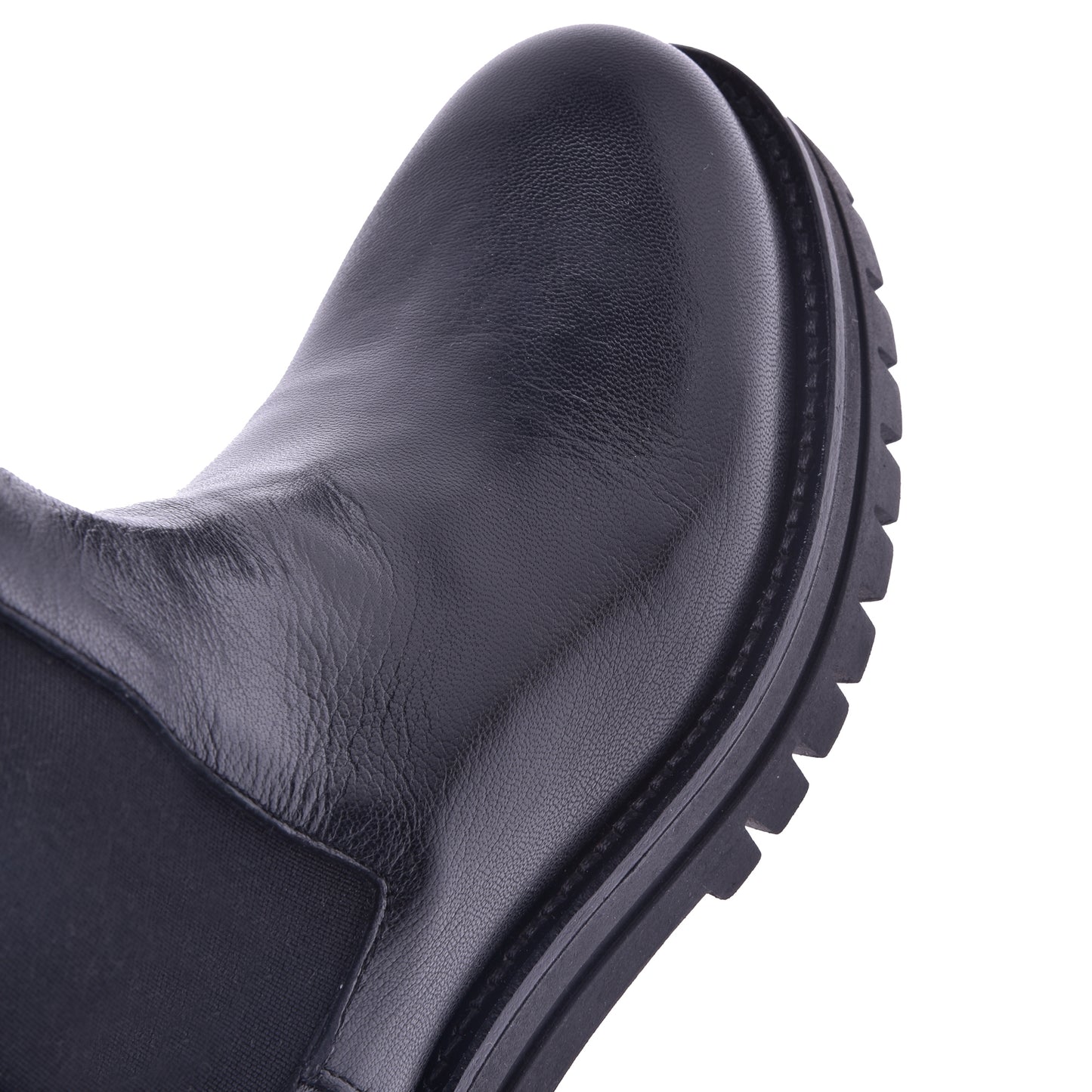 Black leather ankle boot
