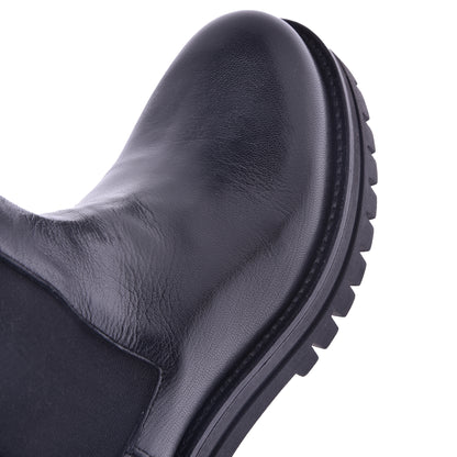 Black leather ankle boot