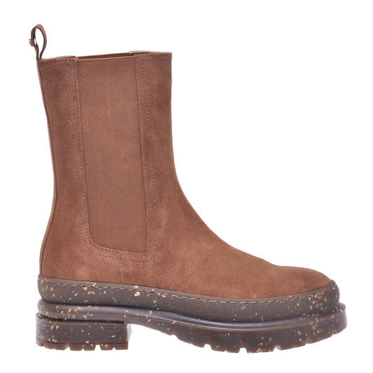Cognac suede ankle boot