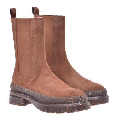 Cognac suede ankle boot