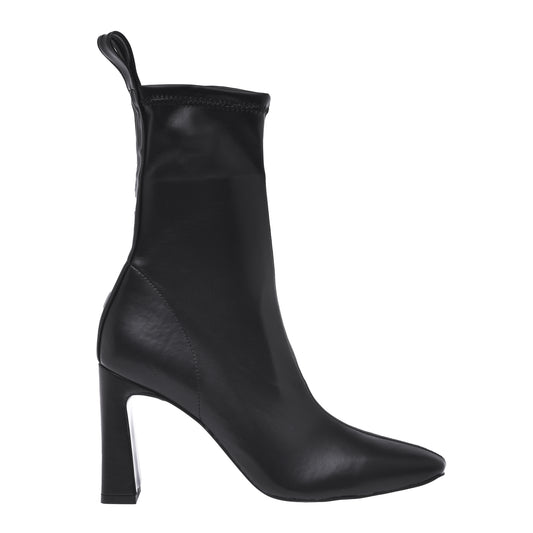 Black nappa leather stretch ankle boots