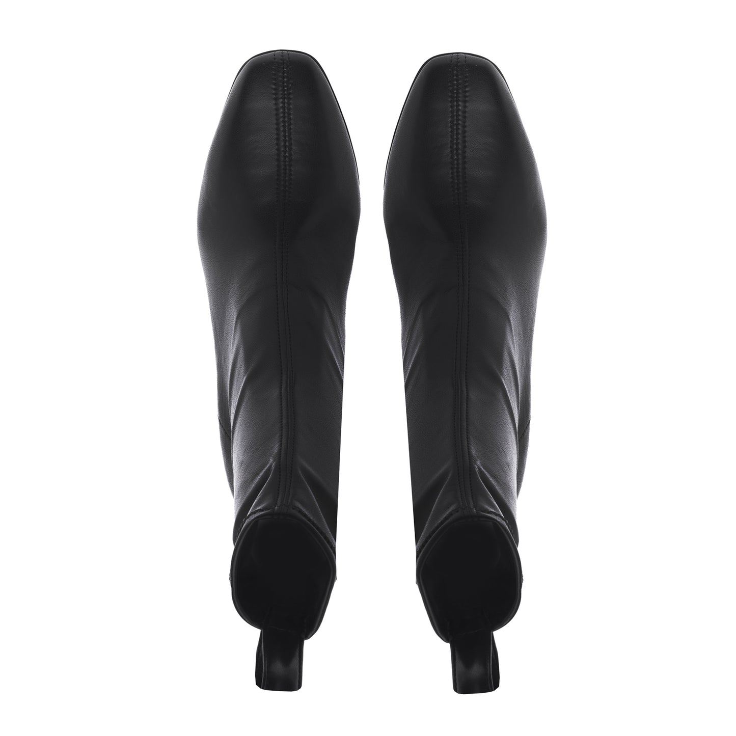 Black nappa leather stretch ankle boots