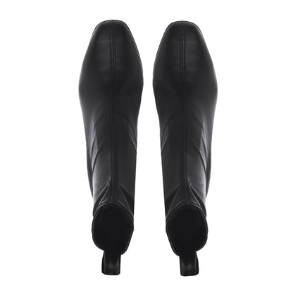 Black nappa leather stretch ankle boots