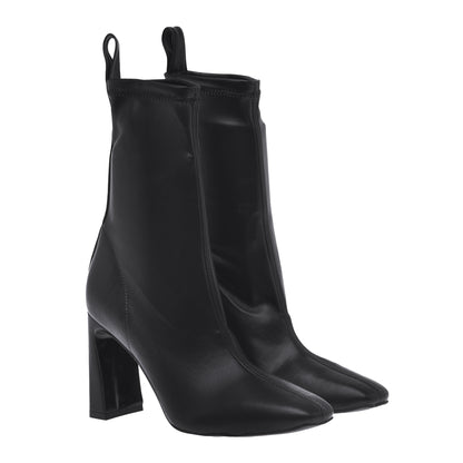 Black nappa leather stretch ankle boots