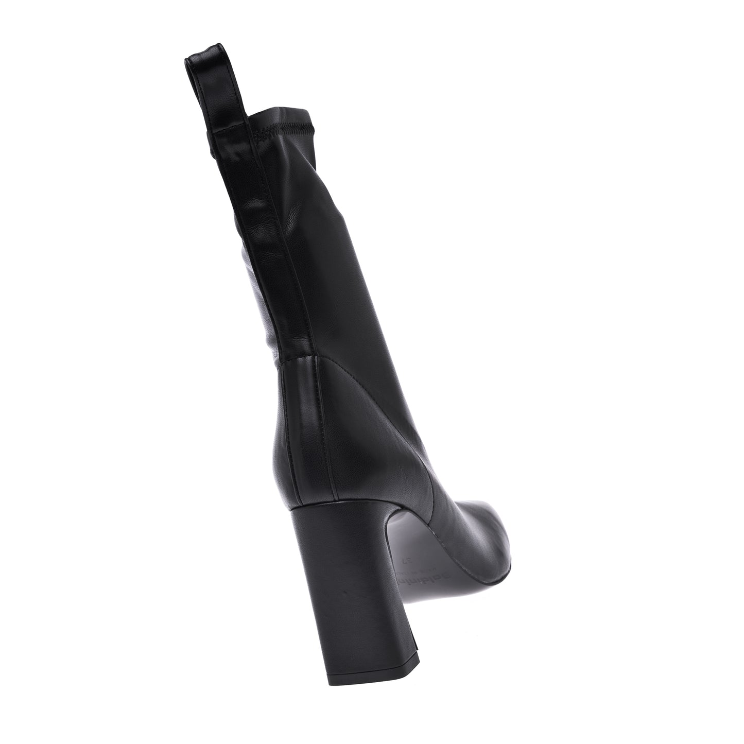 Black nappa leather stretch ankle boots