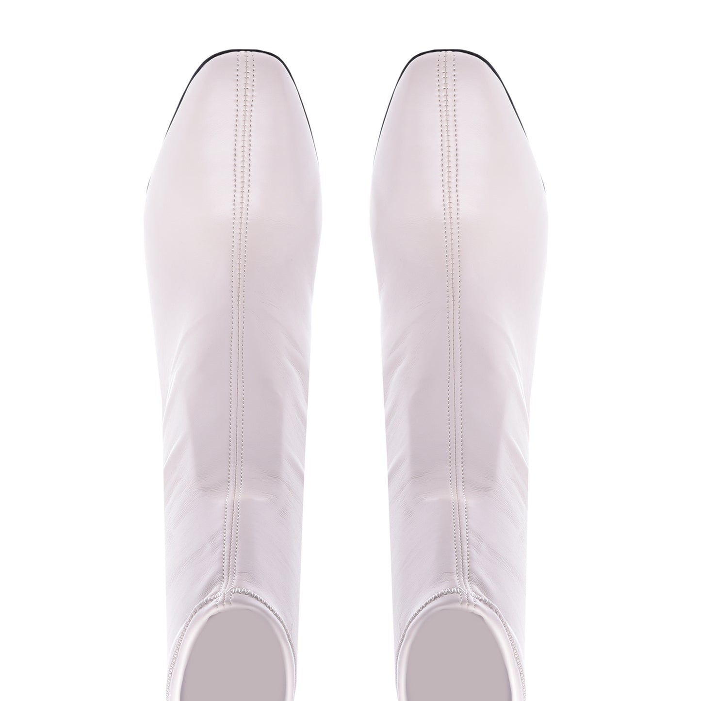 Ivory nappa leather stretch ankle boots
