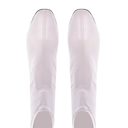 Ivory nappa leather stretch ankle boots