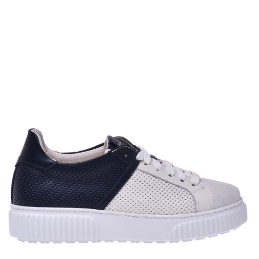 Sneakers en daim et nappa bleu