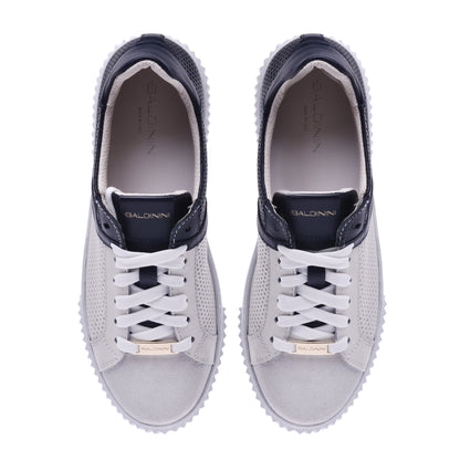 Sneakers en daim et nappa bleu
