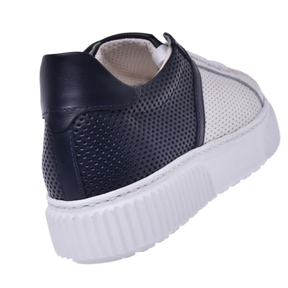 Sneakers en daim et nappa bleu