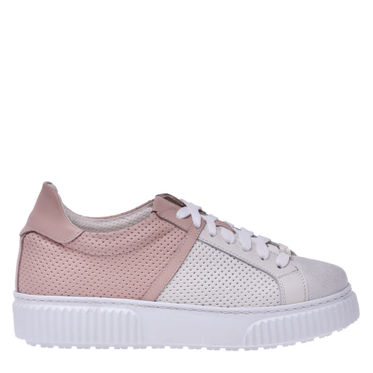 Sneakers en daim et nappa rose poudré