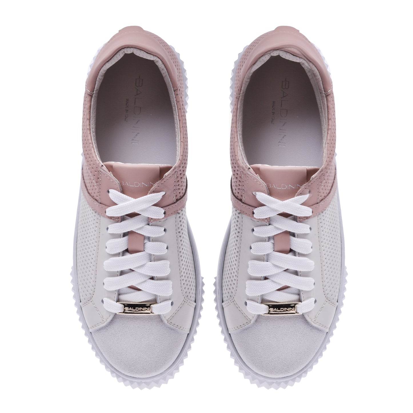 Sneakers en daim et nappa rose poudré