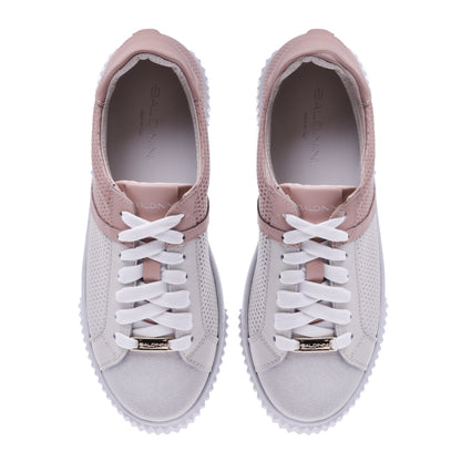 Sneakers en daim et nappa rose poudré