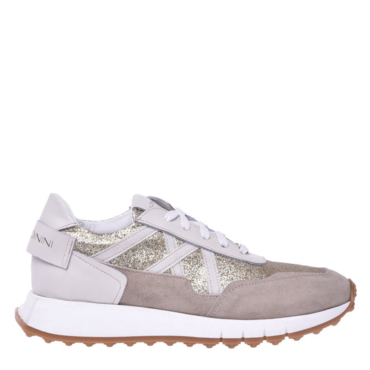 Sneakers en tissu doré