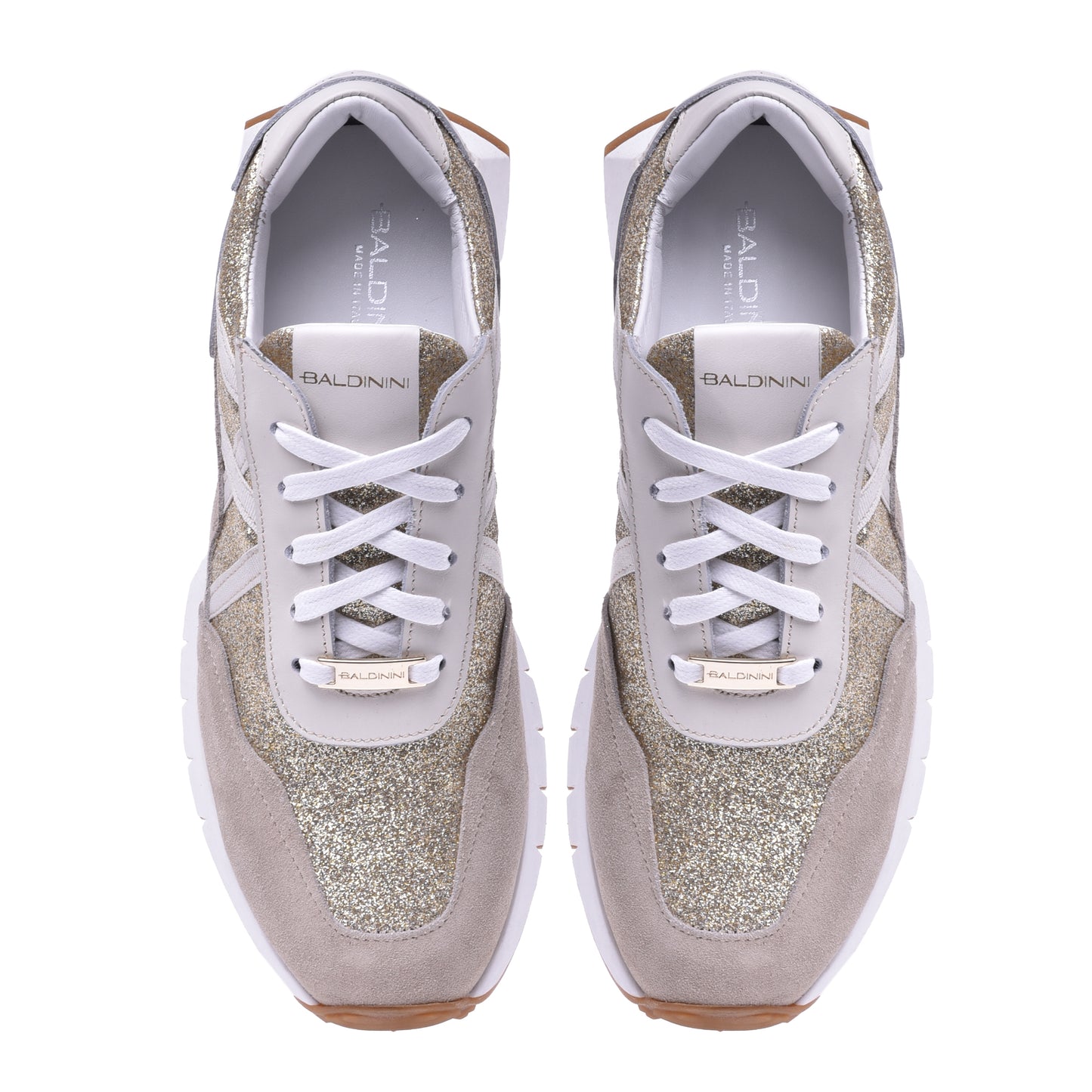 Sneakers en tissu doré