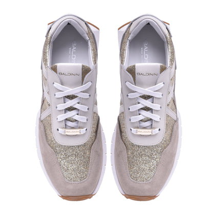 Sneakers en tissu doré