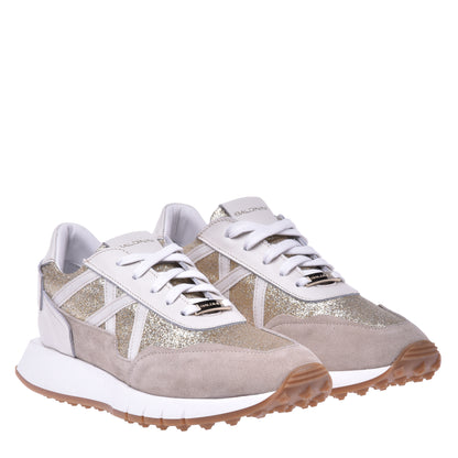 Sneakers en tissu doré